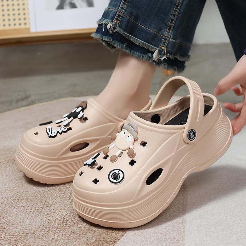 Lucyever Eva Robustní Platformové Sandály Dámské Léto 2024 Silná Podrážka Dřeváky Zahradní Boty Žena Uzavřená Špička Protiskluzové Plážové Nazouváky