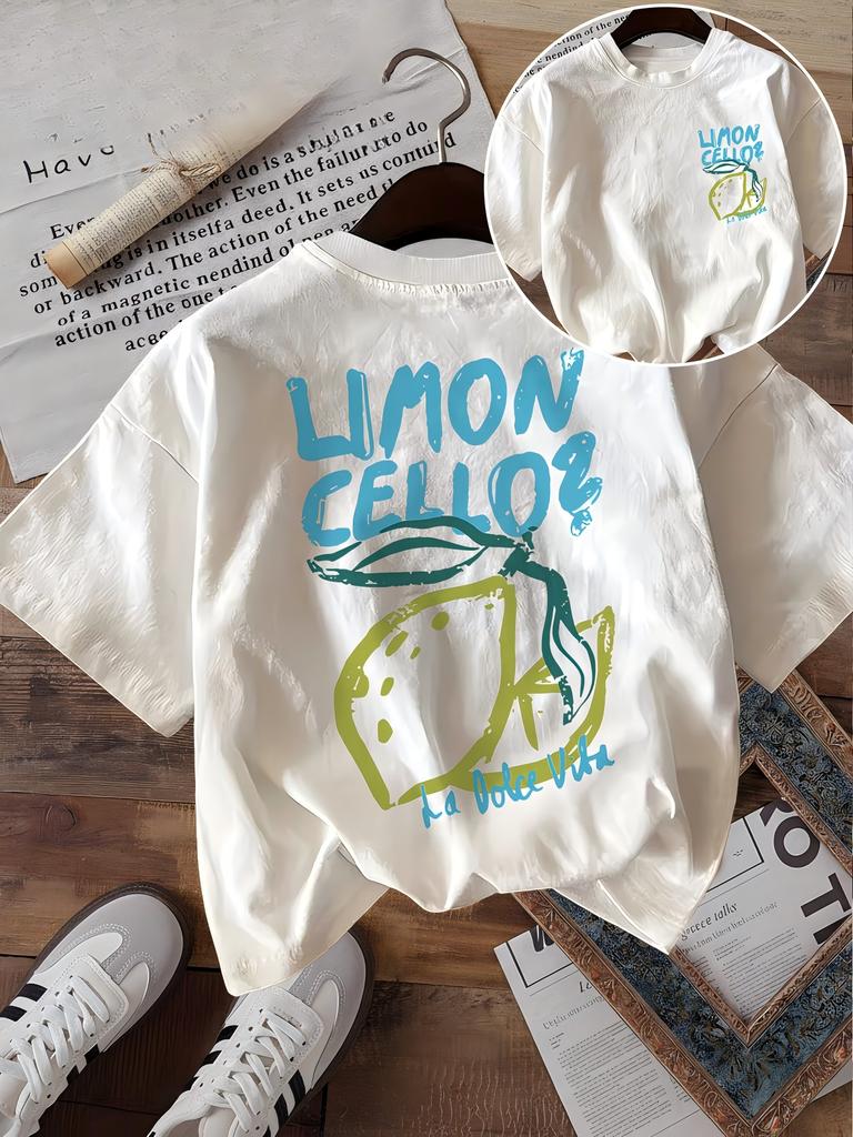 Limoncello La Dolce Vita Grafik T-Shirt Unisex Italienischer Sommer Zitronenprint Tee Vintage Ästhetik Harajuku Lässiges Sommer Oberteil
