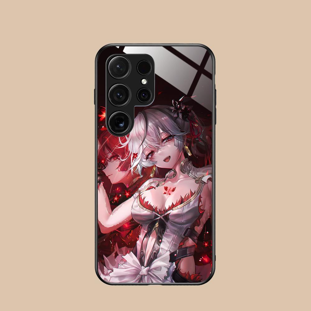 

Чехол для телефона Wuthering Waves Camellya для Samsung Galaxy S25 S24 S23 S22 S21 S20 Note20 Plus FE Ultra Стеклянный Цветной Чехол Чехол Galaxy Note20 Ultra