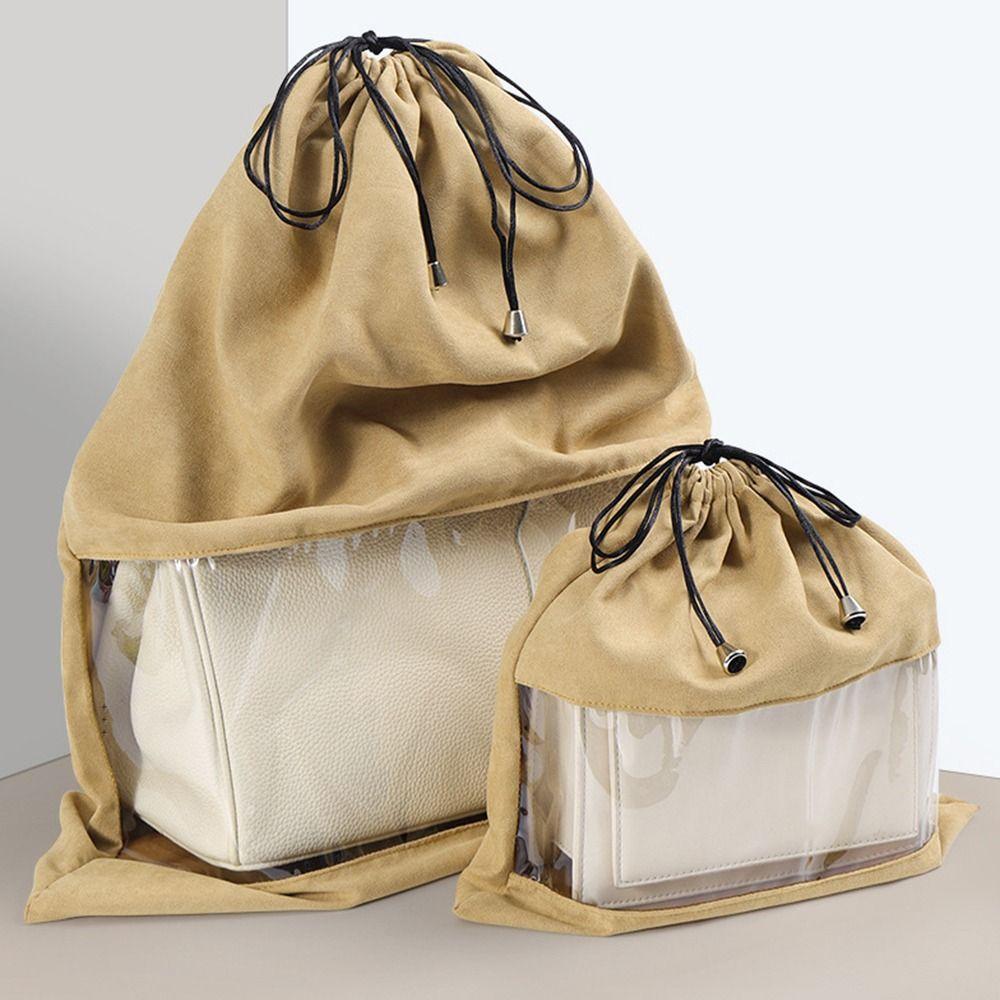 Large Capacity Dustproof Storage Bag Transparent Window White Coffee Handbag Dustproof Bag Washable Clothes Shoe Storage