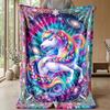 Rainbow Unicorn Fantasy Theme blanket Lightweight Warm Flannel Blanket Decorative Throw Blanket for Home Decoration