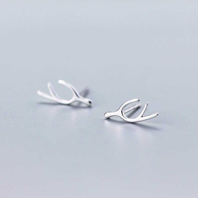 Geometric Curved Elk Antler Stud Earrings - French Fashion Christmas Gift