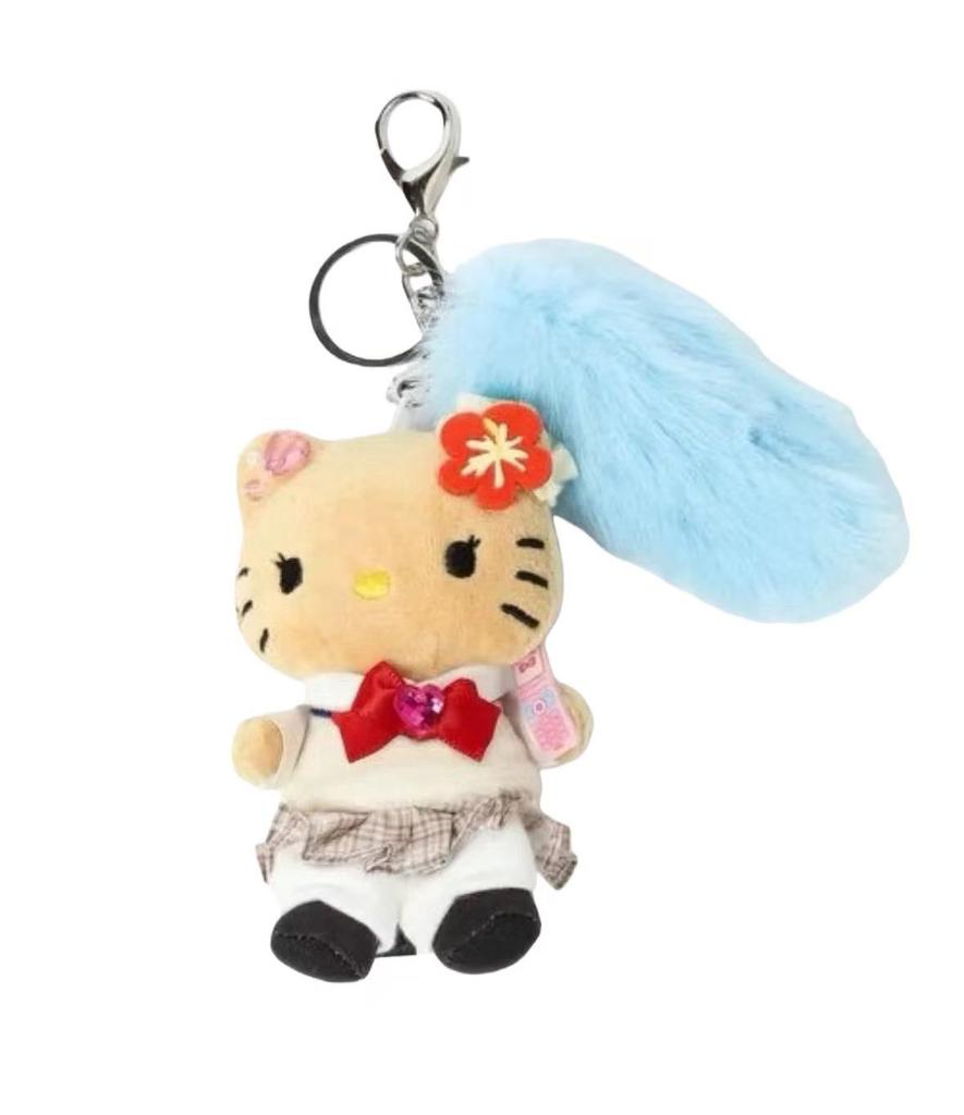 Cartoon JK Uniform Hello Kitty Gal Black Skin pink Leopard plush Doll Backpack Keychain Stuffed KT cat toys Pendant