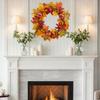 14 Inch Fall Wreath Fall Decoration For Front Doors With Maple Leaves, Pumpkins And Berries Hanging From Indoor And Outdoor Wall