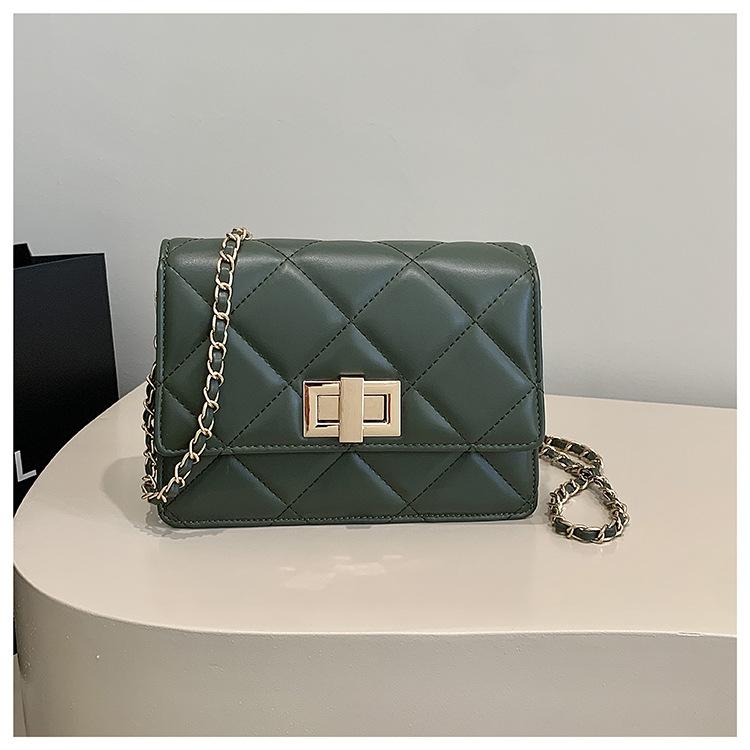 

2025 new women s high-end fashion diamond embroidery thread shoulder chain crossbody PU small square bag commuting foreign style versatile