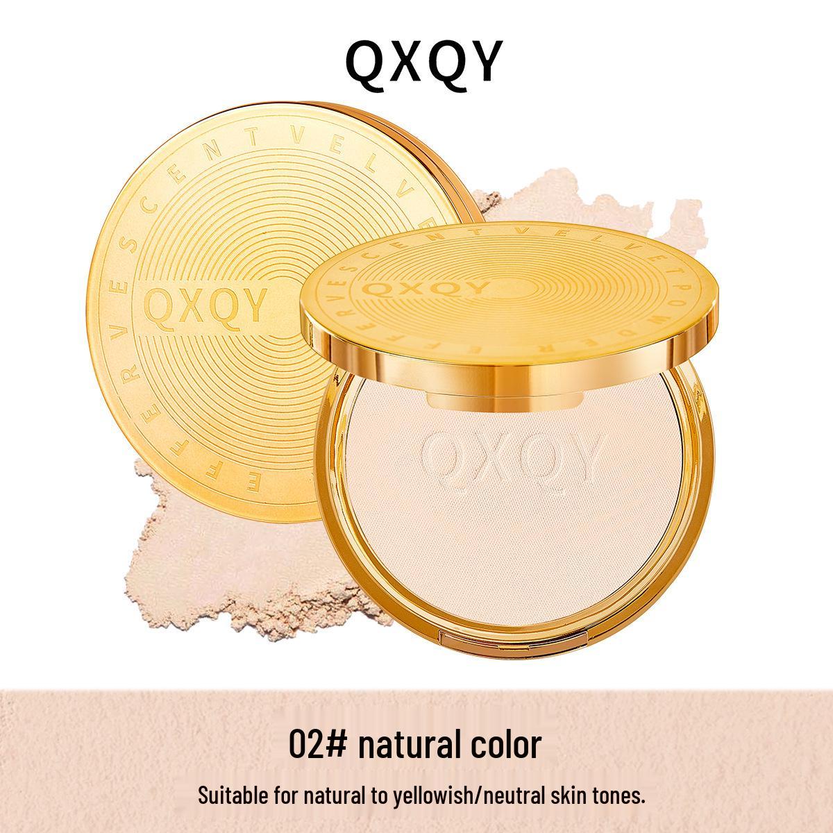 

QXQY Радужная бархатно-матовая фиксирующая пудра - Эффект мягкого фокуса, Стойкая, Не скатывается, Дизайн золотой монеты, Большой размер