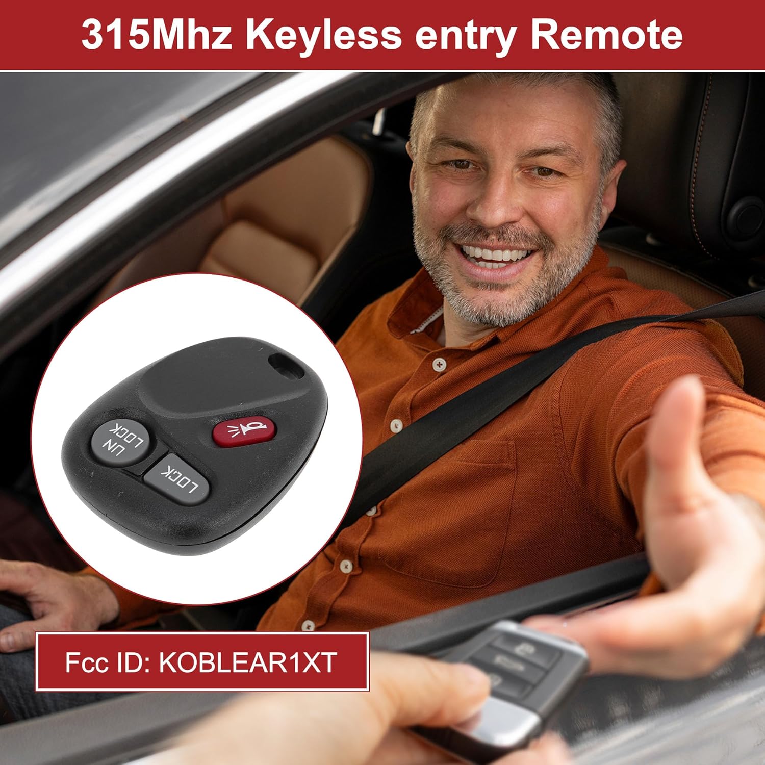 

ACROPIX KOBLEAR1XT 315MHz Keyless Entry Remote Key Fob for Chevrolet Silverado for GMC Sierra 1500 2500 3500 2001-2002 Replacement Car Key