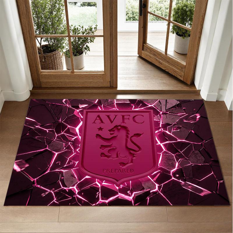 Aston Villa Football Design Crystal Velvet Rug Soft Decorative Mat for Bedroom Entrance