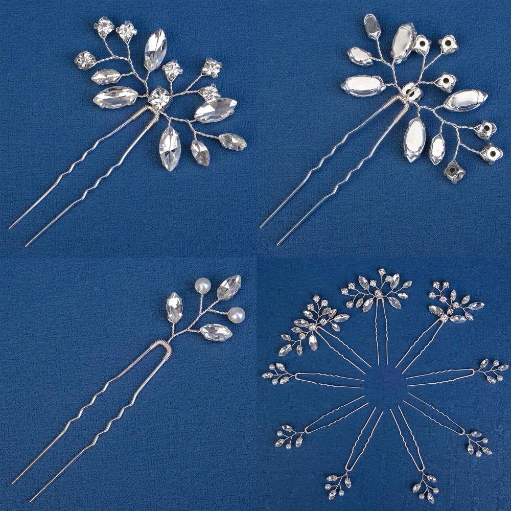 3pcs Handmade Rhinestone Hairpin Sparkling Women Tiara Stylish Bride Hair Accessories Girl