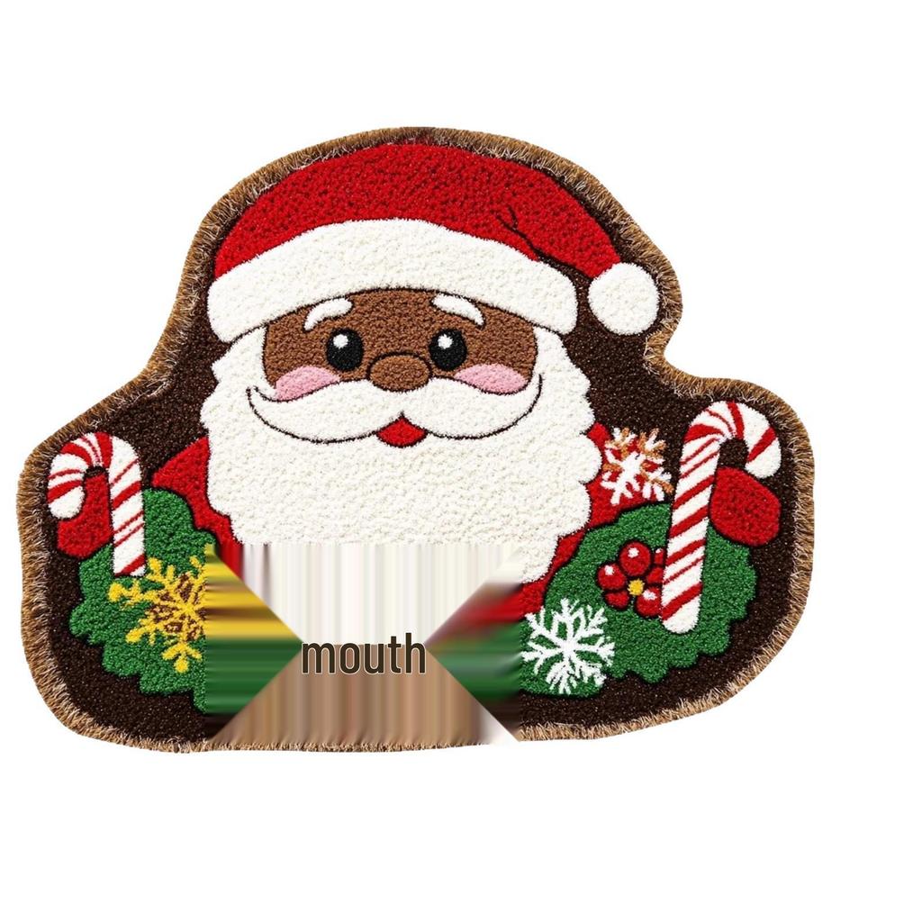 Santa Claus Faux Cashmere Holiday Floor Mat - Dirt & Wear-Resistant, Easy-to-Clean Christmas Decoration