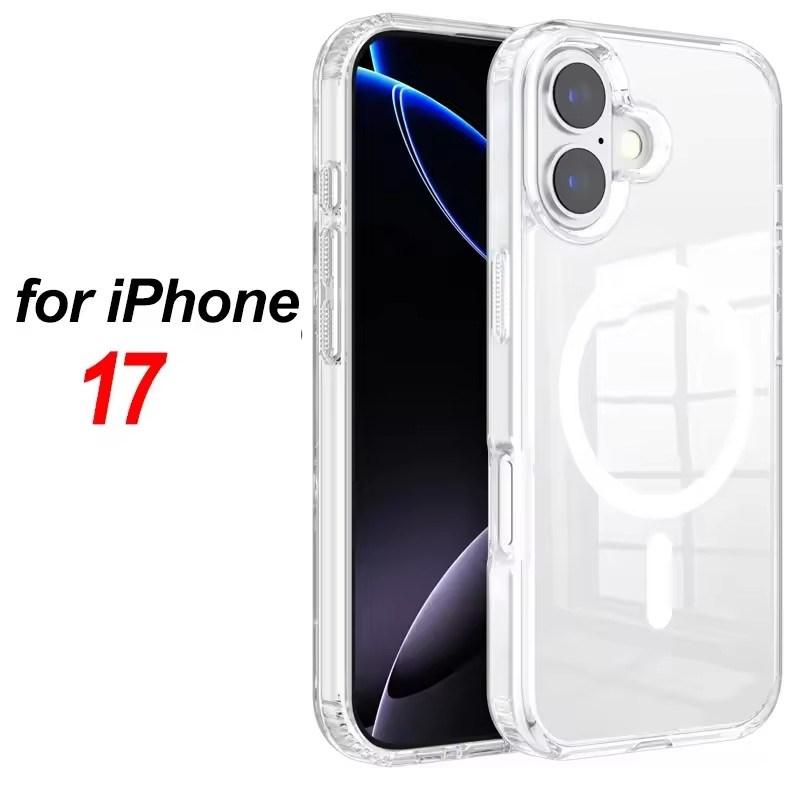Clear Magnetic Case for IPhone 17/17Air/17Pro/17 Pro Max Crystal Wireless Charging Shell for Magsafe Cover Cases for iPhone17
