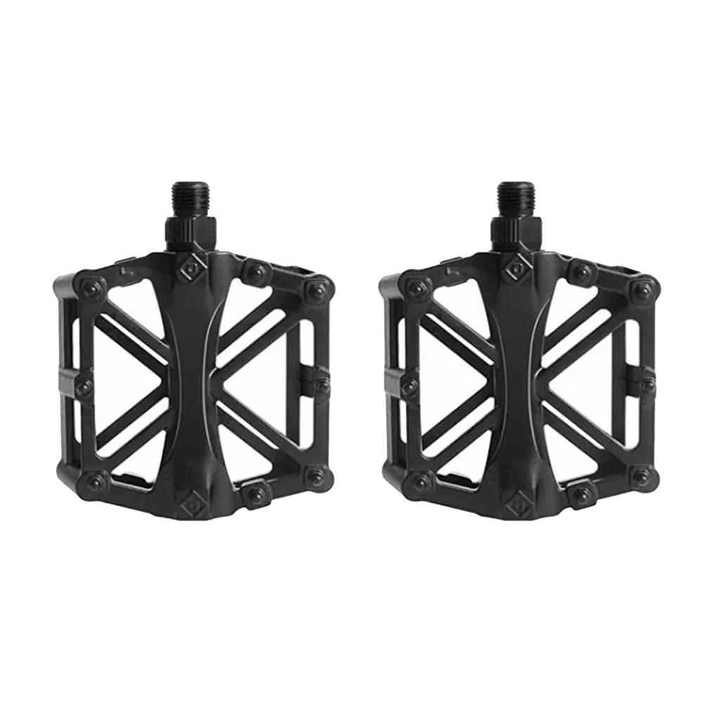 Mountain Bike Pedals Aluminum Alloy Stable Hollow Design Light Weight High Strength Wide Road Bike Pedal Set Black