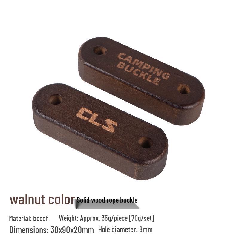 CLS 8mm Thick Solid Wood Rope Buckle for Camping Tent and Tarp Adjustment 30x90x20mm
