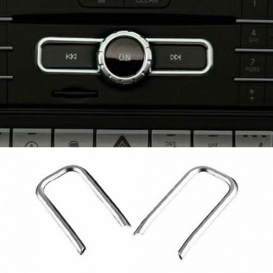 For Benz GLE GLS 2016-19 Silver ABS Control Multimedia Button Frame Cover Trim*2