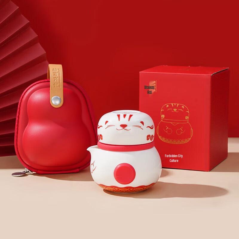 

Gong Li Forbidden City Fu Lu Cat Portable Ceramic Tea Set