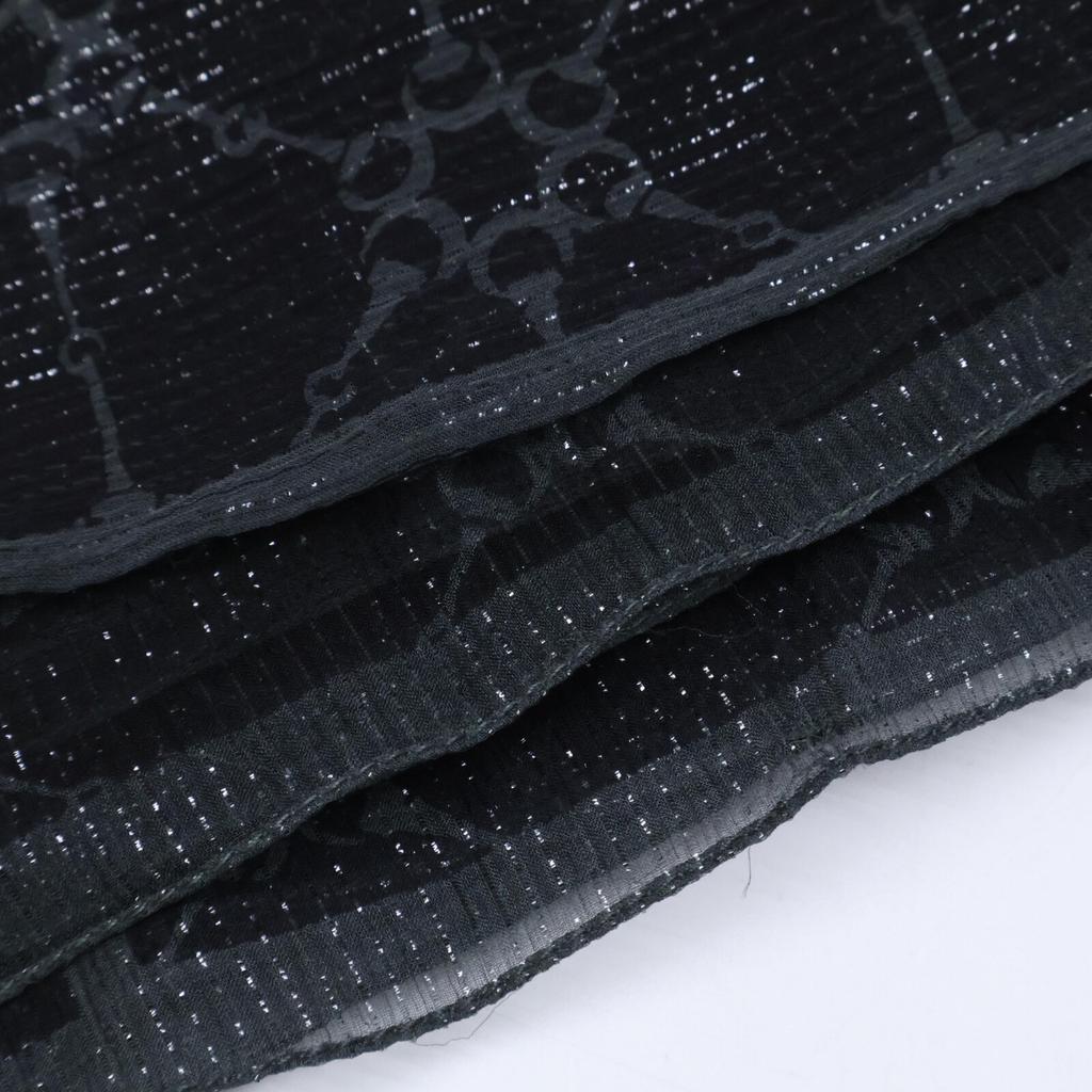 GUCCI Horsebit pattern glitter finish shawl with charm stole blackUsed