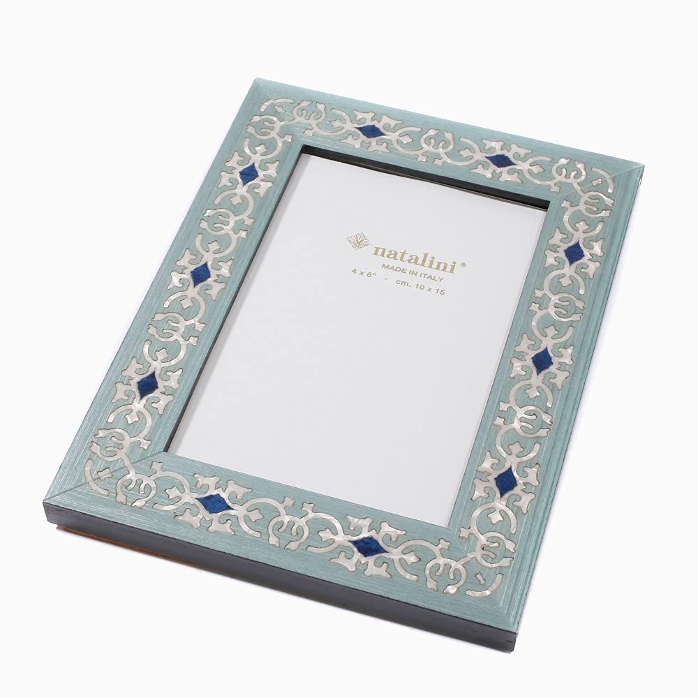 Natalini photo handmade in Bergamo moss for interior Italian-made frame, green, wooden, decoration.