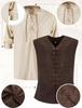 Set Costum Renascentist Halloween pentru Bărbați, 6 Piese: Vestă Medievală, Cămașă, Pantaloni cu Benzi la Gleznă, Curea Vikingă, Pungă pentru Braț
