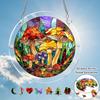 1Set Colorful Mushrooms Stained Acrylic Puzzle Suncatcher, 83pcs 18.8 Cm Puzzle Sunset Catcher Window Hanging for Mom & Wedding & Family Party, Colorf