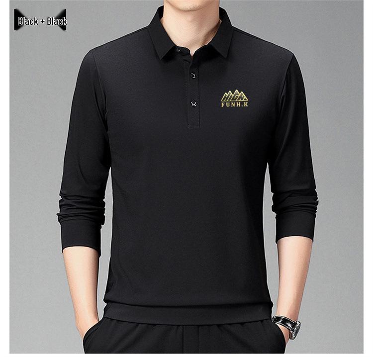 2025 Spring/Autumn Men's Lapel Long Sleeve Casual Soft Comfortable POLO Shirt Set