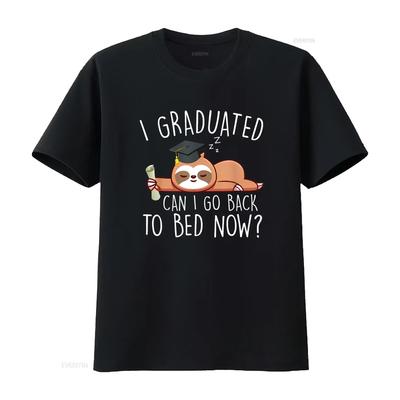 Mi sono laureato Posso Tornare a Letto Ora Maglietta Divertente Laurea vintage Lavata Morbida Elastica uomo streetwear Traspirante moda