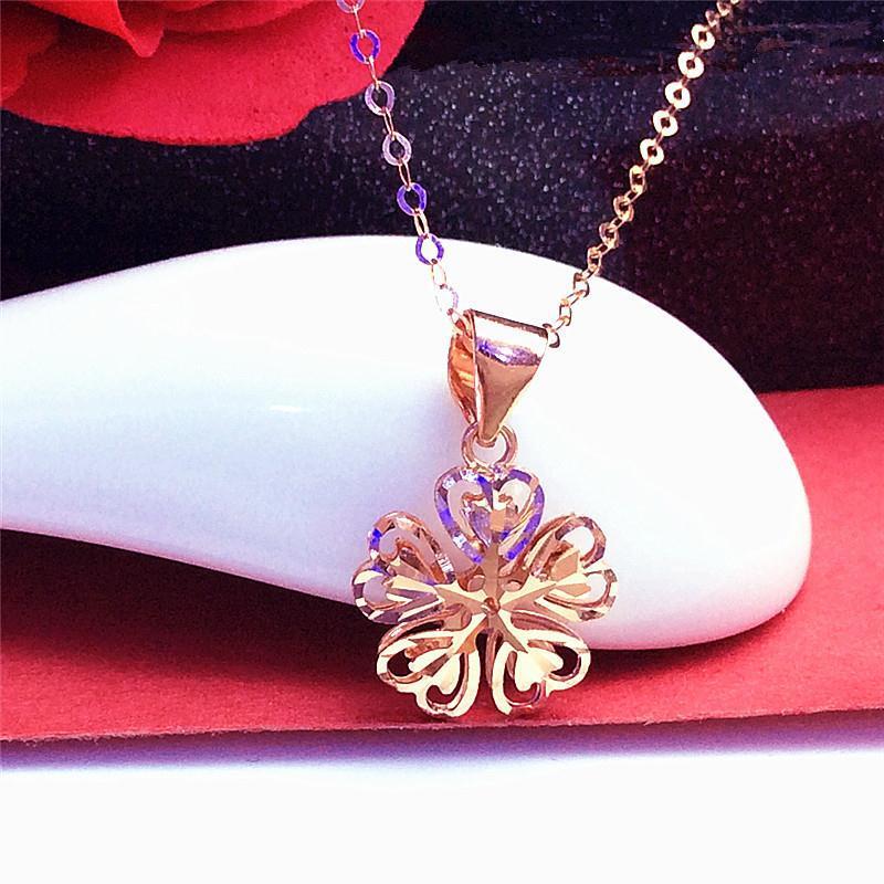Purple Gold Hollow Heart Plated Rose Gold Set Chain Sweet Colorful Premium Necklace