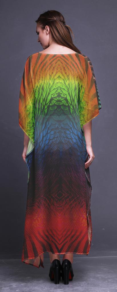Phagun Tribal Feather Ladies Kaftan Holiday Loungewear Maxi Dress Beach