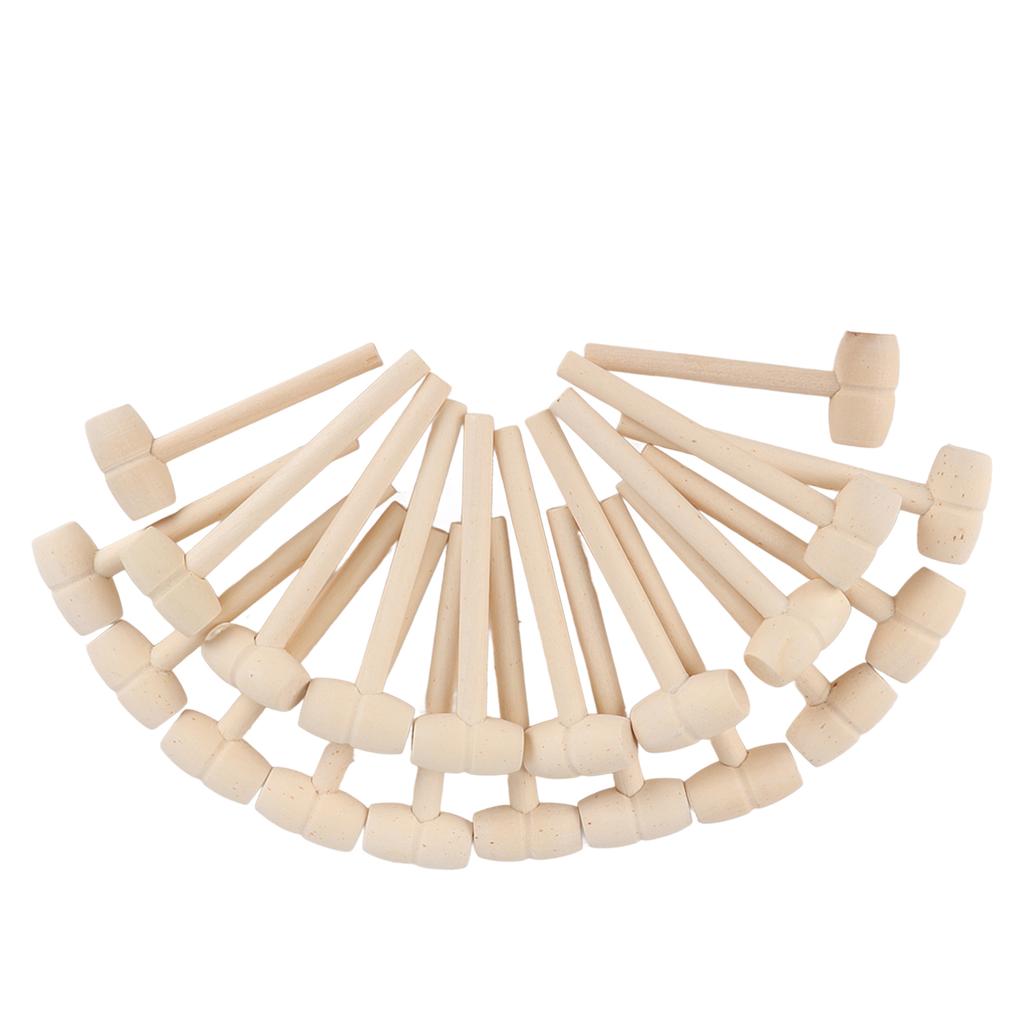 100pcs Mini Wooden Hammers for Chocolate Portable Breakable Heart Hammer Small Wooden Mallet for Kids