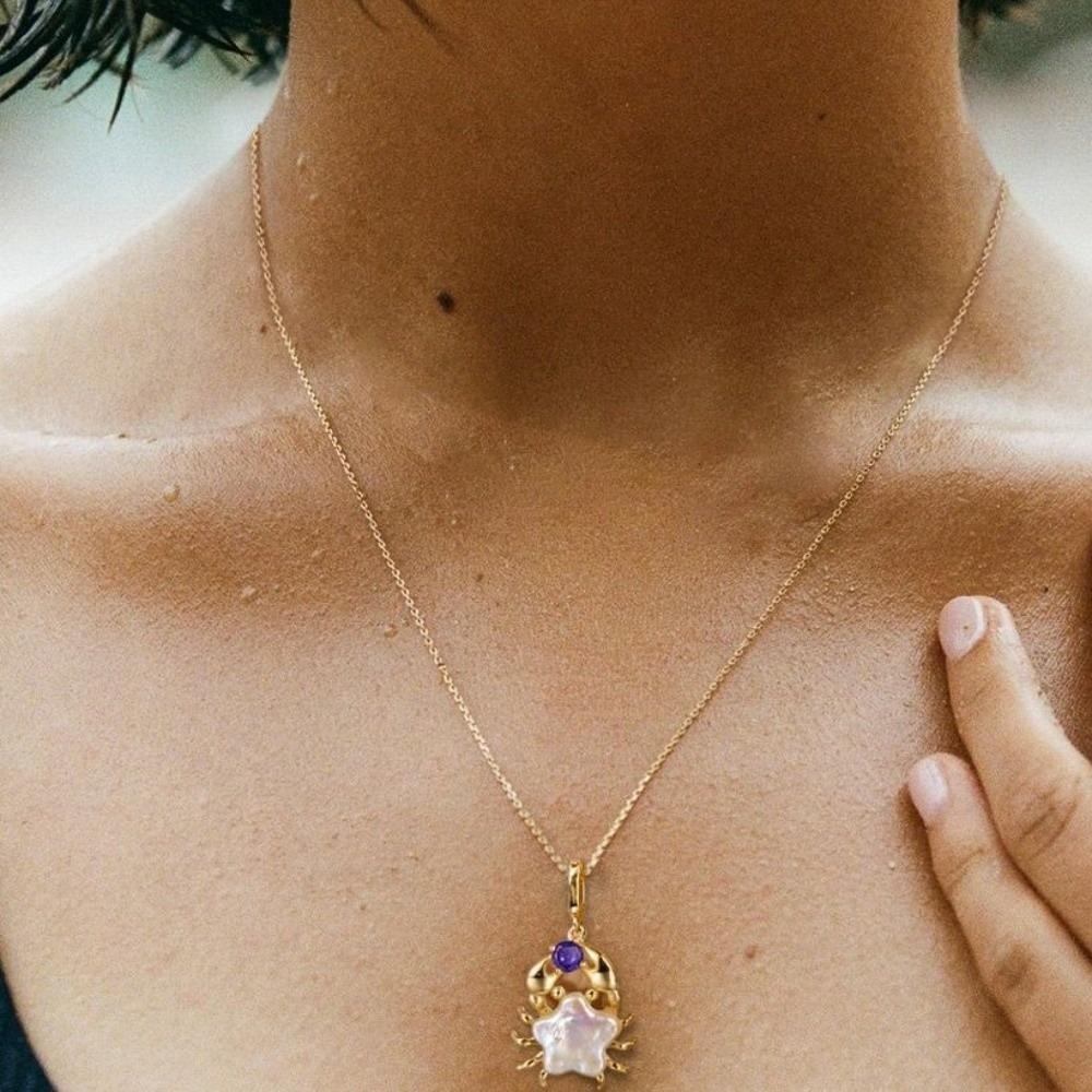 Strass Perle Krabbenform Halskette Mini Stern Schlüsselbeinkette Personalisierte Herz Halskette Geschenk