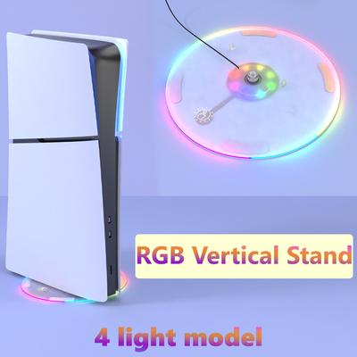 RGB Vertikaler Ständer für PS5 und PS5 Slim Konsole, Original 1:1 Metallständer für Playstation 5 Disc und Digital Edition Zubehör