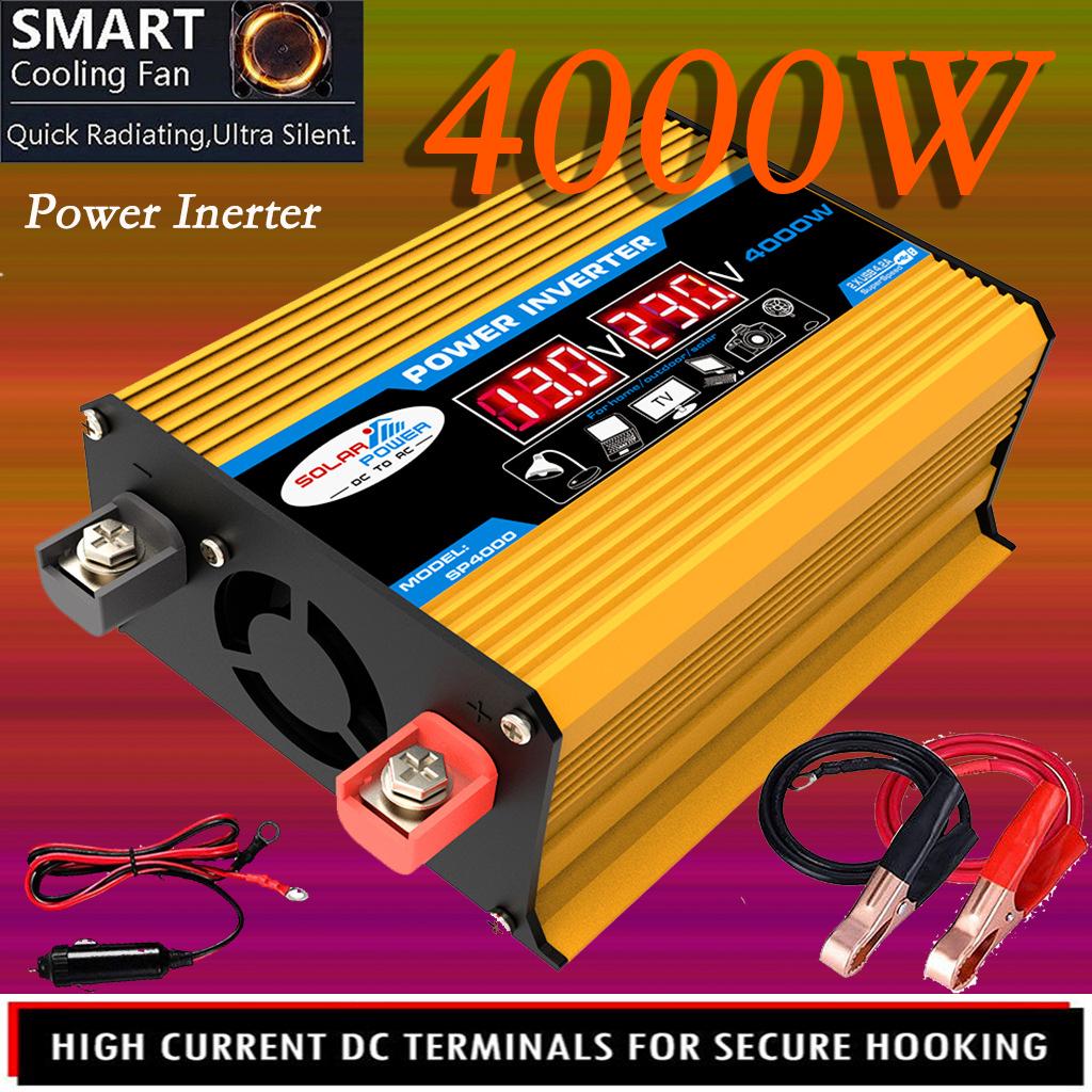 Buy Car 12V Inverter 4000W DC12V To AC220V LCD Display Pure Sine Wave Converter Solar Power