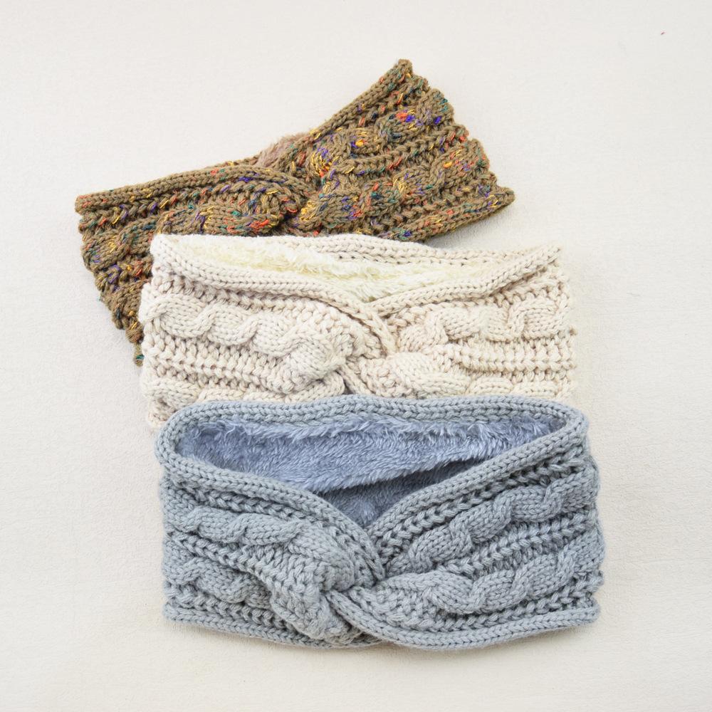 Winter Cross Knit Headband Thick Crochet Turban Knitted Ear Warmer with Plush Lining Ear Muffs Cold Weather Stocking Stuffers