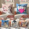 Cute Cartoon Penguin Life Pillow Case DoubleSided Plush Sofa Cushion Covers Organic Breathable Invisible Zipper