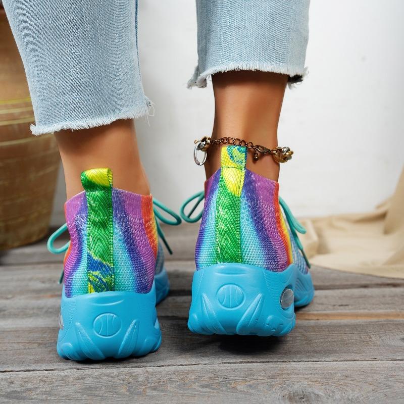 Fashion 2025 Lace-up Women's Vulcanize Shoes Plus Size Sock Shoes Breathable Mesh Knit Ligh Tweight Comfortable Neakers Casual Sneakers