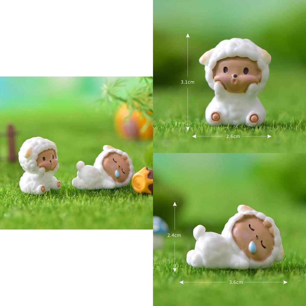 Adorable Resin Sheep Figurine Cute Garden Diy Decoration Cartoon Style
