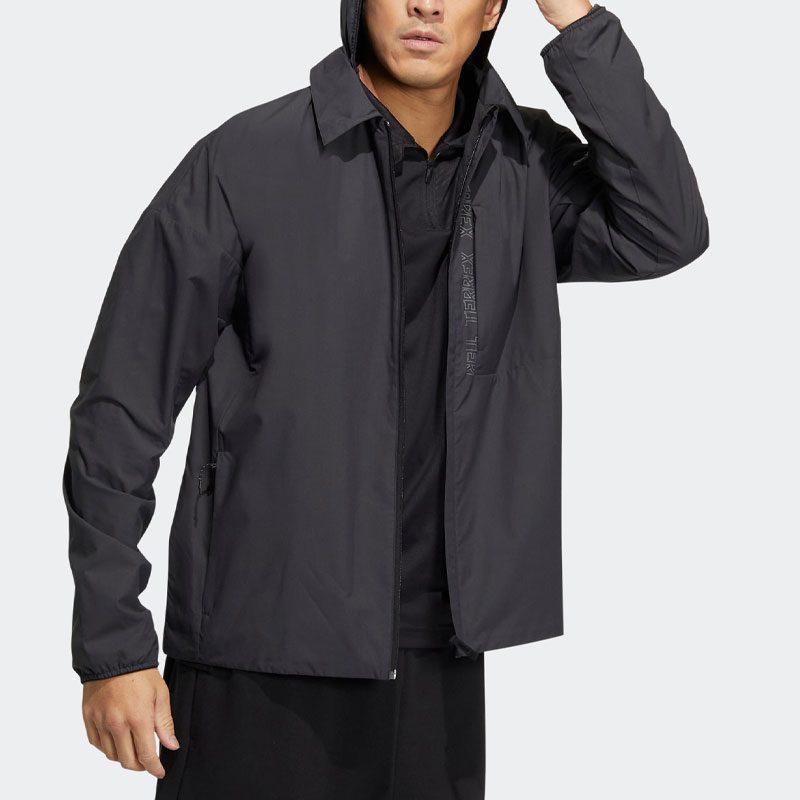 Adidas Jackets Men's Black Hooded Moderate Other HY4695