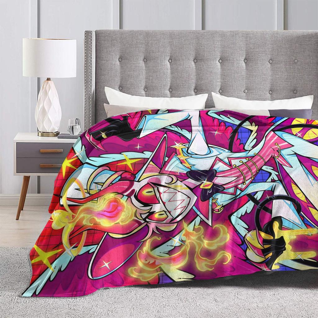 Warm Soft Blanket Travel H-Hazbin Hotel Bedding Throws Flannel Bedspread For Home Decor Graphic Sofa Bed Cover