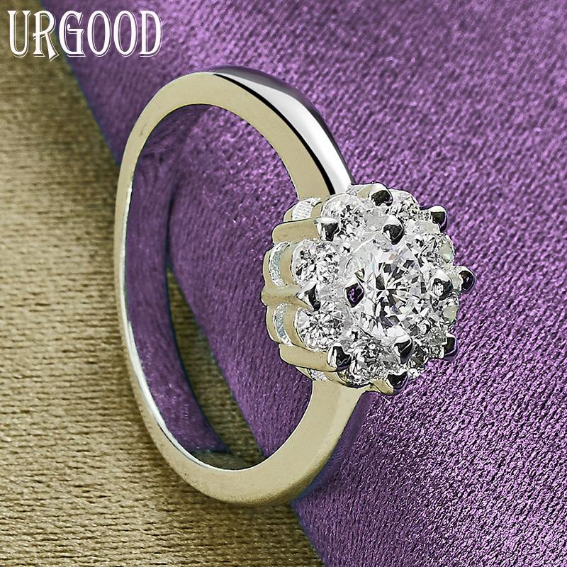 925 Sterling Silver Fashion AAA Zircon Ring Beautiful Gift Jewelry