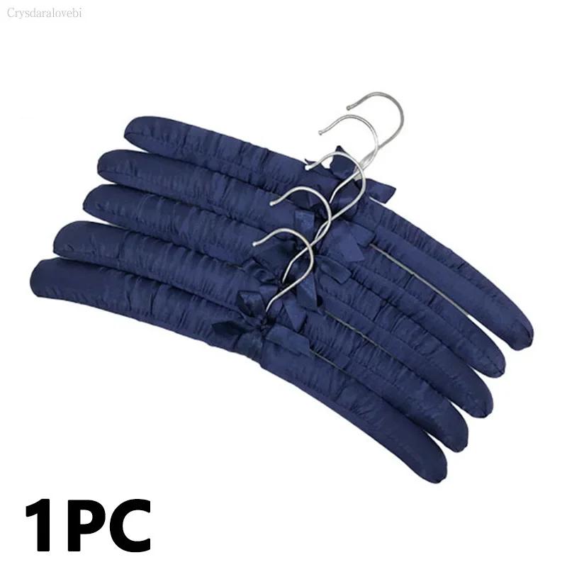10PCS 38cm Satin Padded Hanger Silk Wrapped Clothes Hanger Hanging Silver Hook Sponge Hangers Clothes Shop Display Hangers
