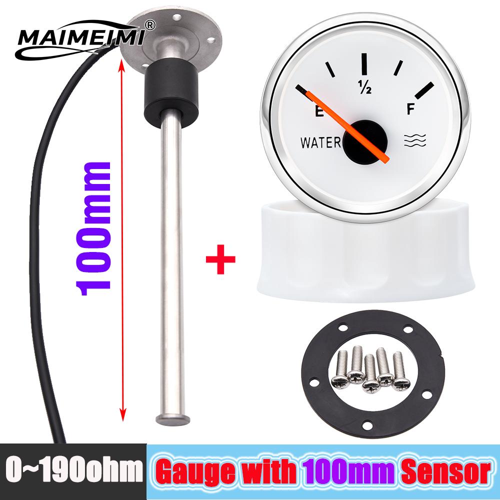 100-600mm Stainless Steel Marine Fuel Level Gauge Sensor Auto Red Color LED 0-190 Ohm Water Tank Meter Indicator for Car Boat