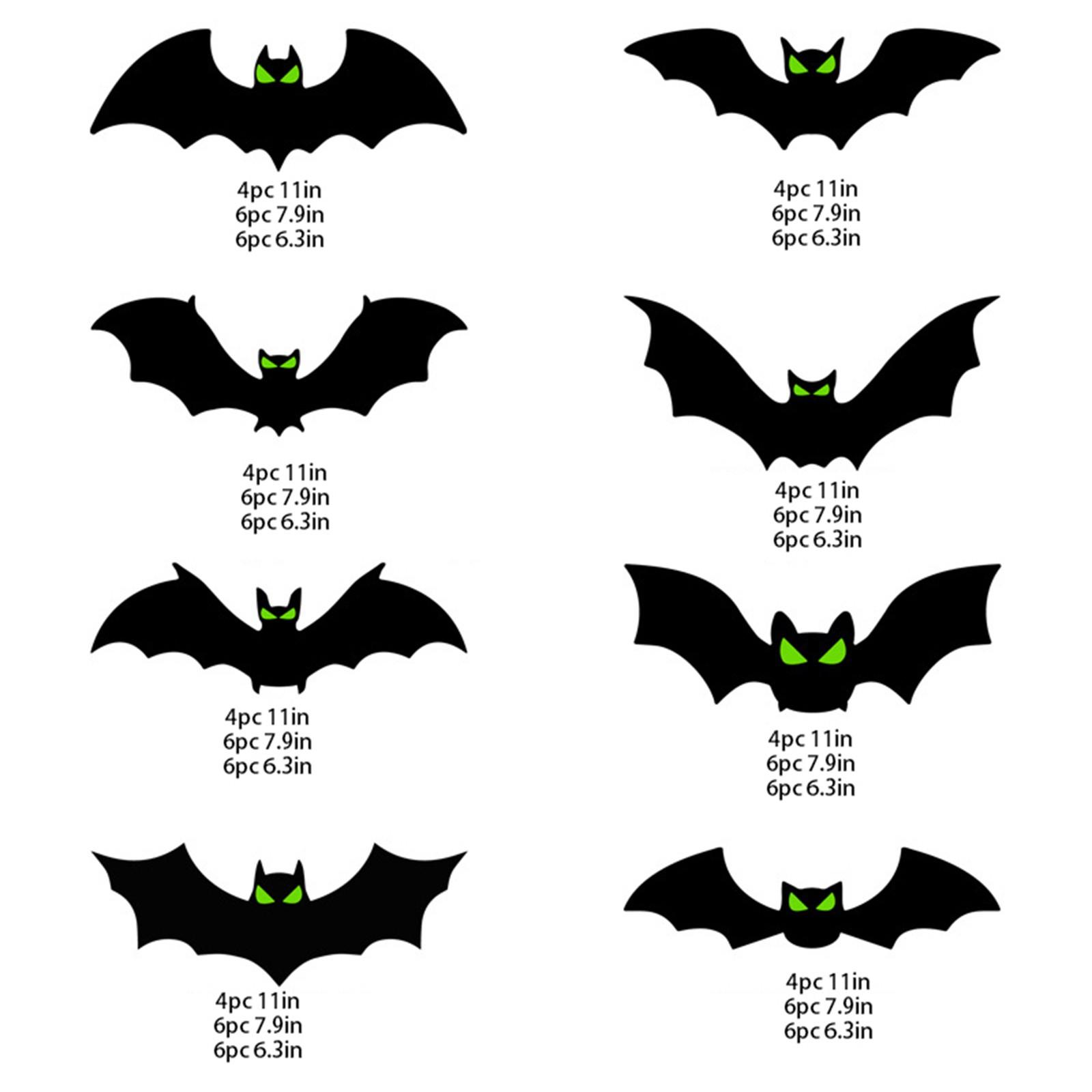 

3D Stereoscopic PVC Luminous Bat Wall Sticker Halloween Decoration Scary Bat DIY Sticker Party Haunted House Decoration Supplies One Size