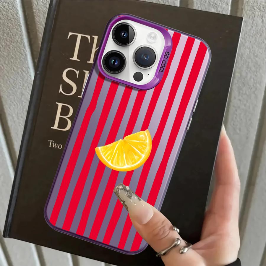 Lemon Cool Stripe Pattern Back Phone Cover Case for iPhone 17 Pro Max XS 15 Plus 14 16 13 Pro Air XR 11 12