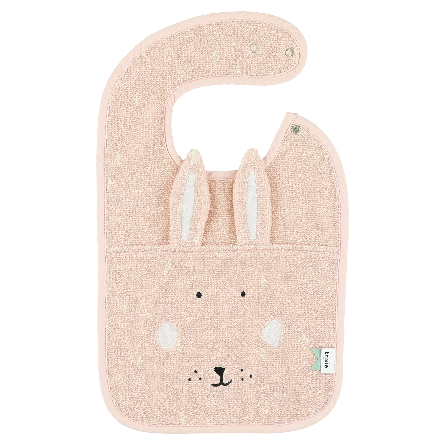 

Trixie Baby Organic Cotton with Snap Rabbit Bib, 100% Buttons, Design, 11-834