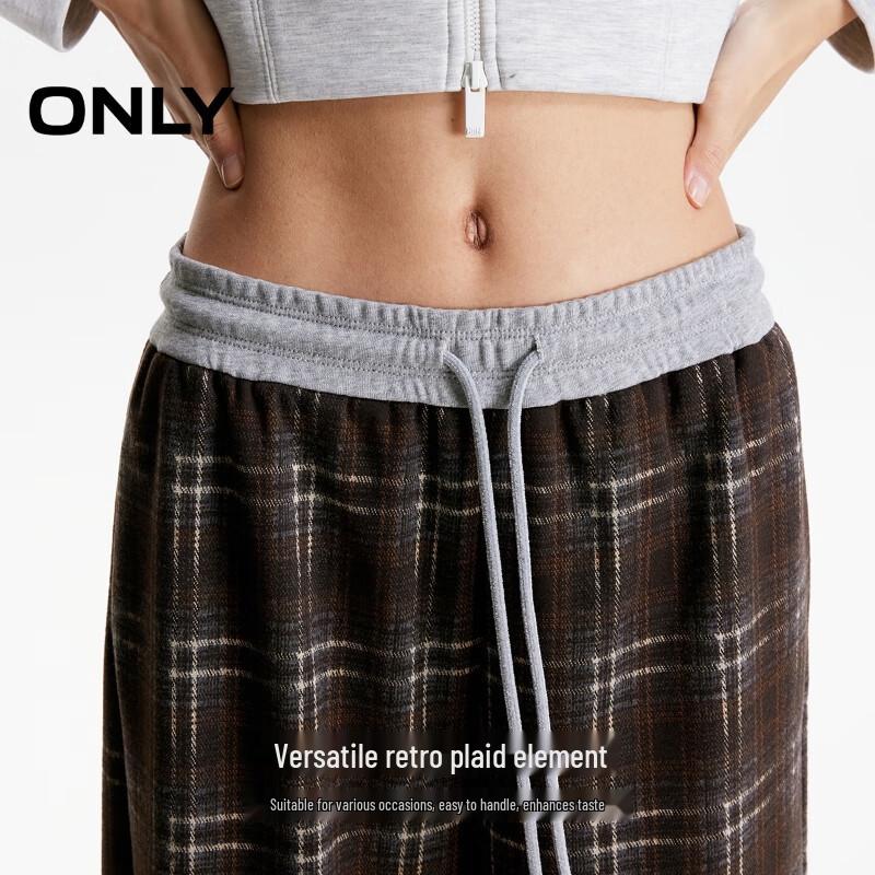 ONLY Women's 2025 Summer Retro Plaid Straight-Leg Pants