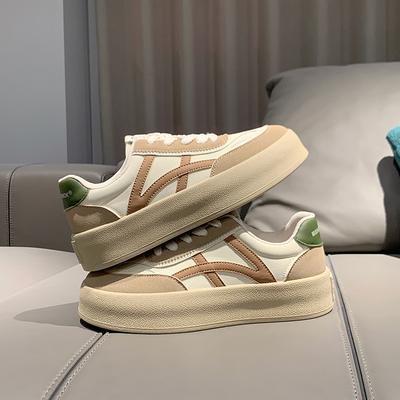 Korean Version of Platform-soled Retro Board Shoes Women's Spring 2024 New Color Matching Maillard Versatile Casual Sports German Training Shoes