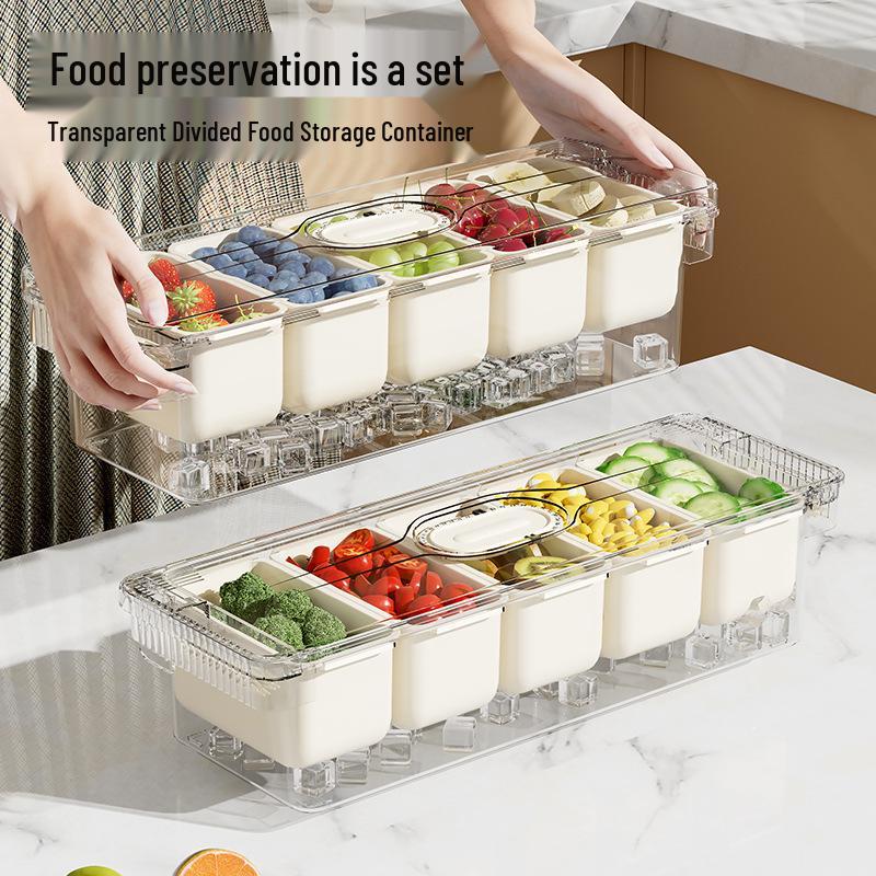 Portable Outdoor Picnic Fruit Preservation Box with Ice Compartments and Timer