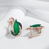 Luxury Green Natural Zircon English Earrings For Women  Rose Gold And Black Plating Crystal Flower Daily Fine Jewelry