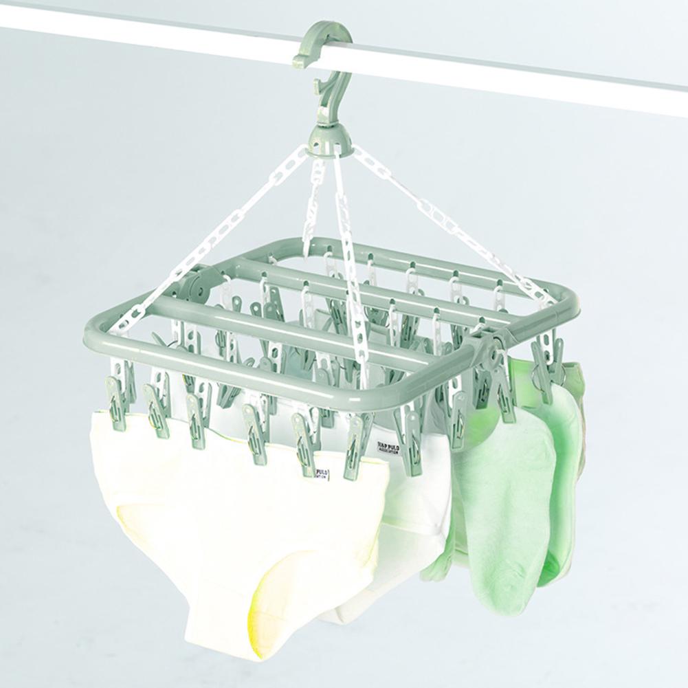 32/16 Klammern Faltbarer Wäscheständer Kleiderbügel Kinder Erwachsene Kleidungstrockner Winddicht Socken Unterwäsche Trockengestell Organizer Kunststoff