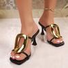 Dámské sandály 2025 Značkové s otevřenou špičkou Kovové Designové boty Dámské Šaty Léto Plus Size Vysoké podpatky Sandály Zapatos De Mujer