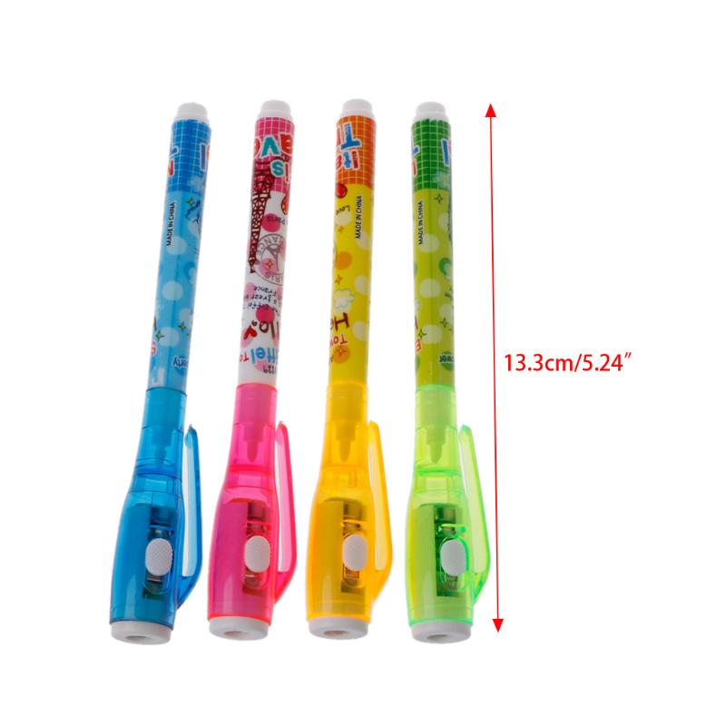 4PC Invisible Ink Pen Spy Pen With Light Magic Marker Kid Pen for Secret Message